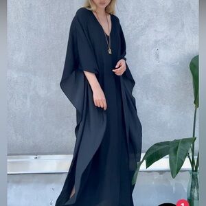 Uli hertzner Elegant Black Kaftan Dress, L
